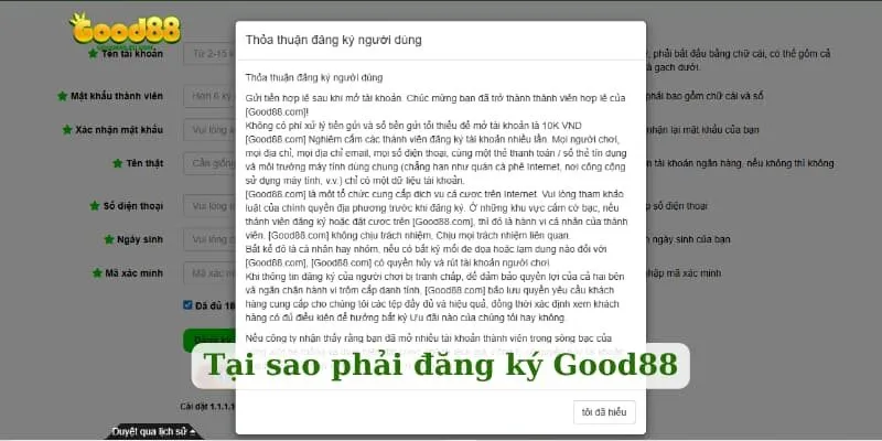 Tại sao phải đăng ký Good88