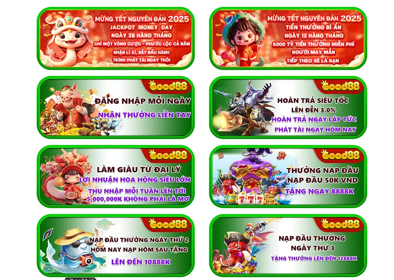Banner khuyến mãi Good88 với thông tin các chương trình ưu đãi và phần thưởng hấp dẫn Banner khuyến mãi Good88 với thông tin các chương trình ưu đãi và phần thưởng hấp dẫn